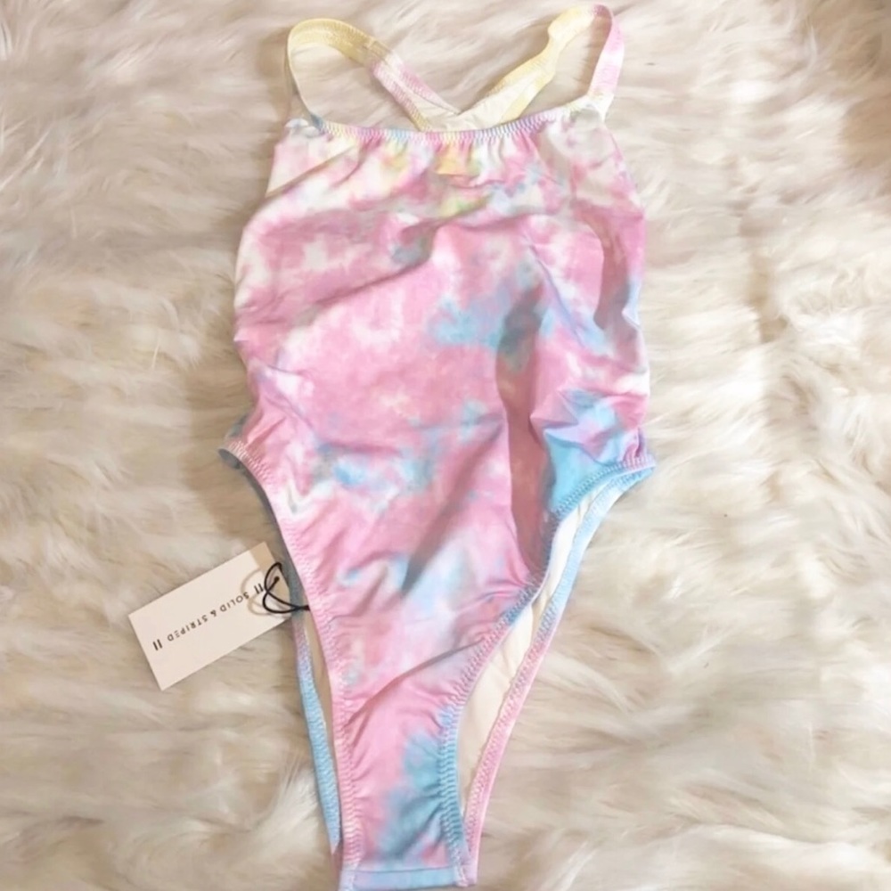 solid & striped one piece swimsuit - medium